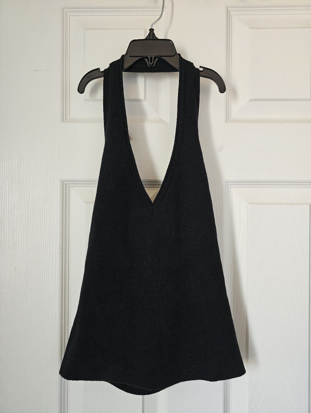 NWT Aerie Black Ribbed Sweater Halter Tank Top Size Medium
